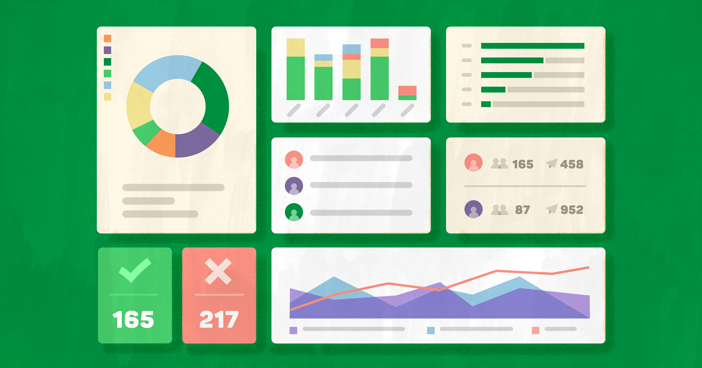  A variety of charts and graphs used in financial analysis, including pie charts, bar graphs, line graphs, and scatter plots.